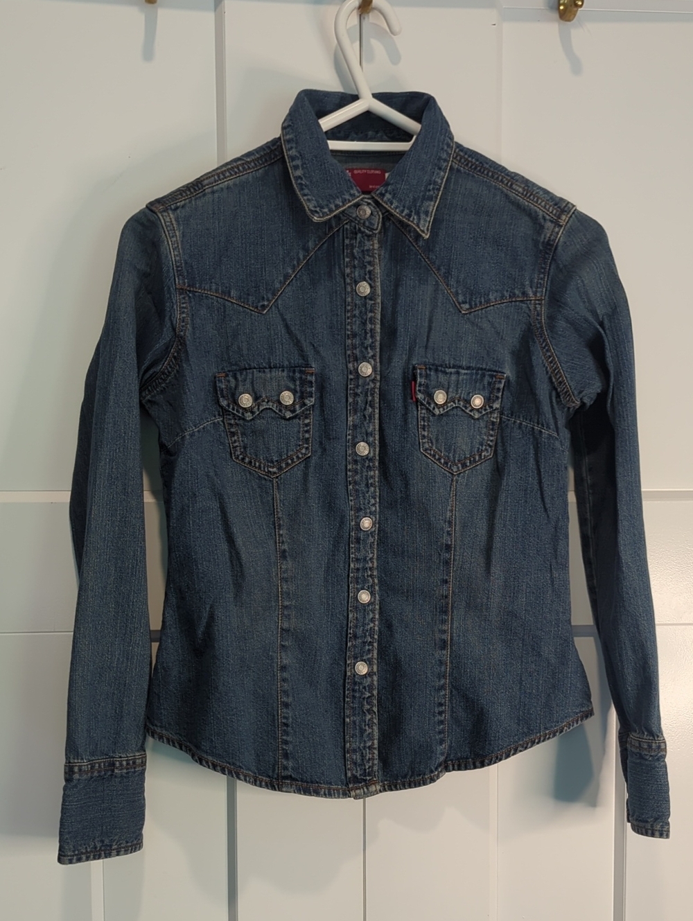 Levi's Blue Denim Western Snap Button-Down Shirt Size S